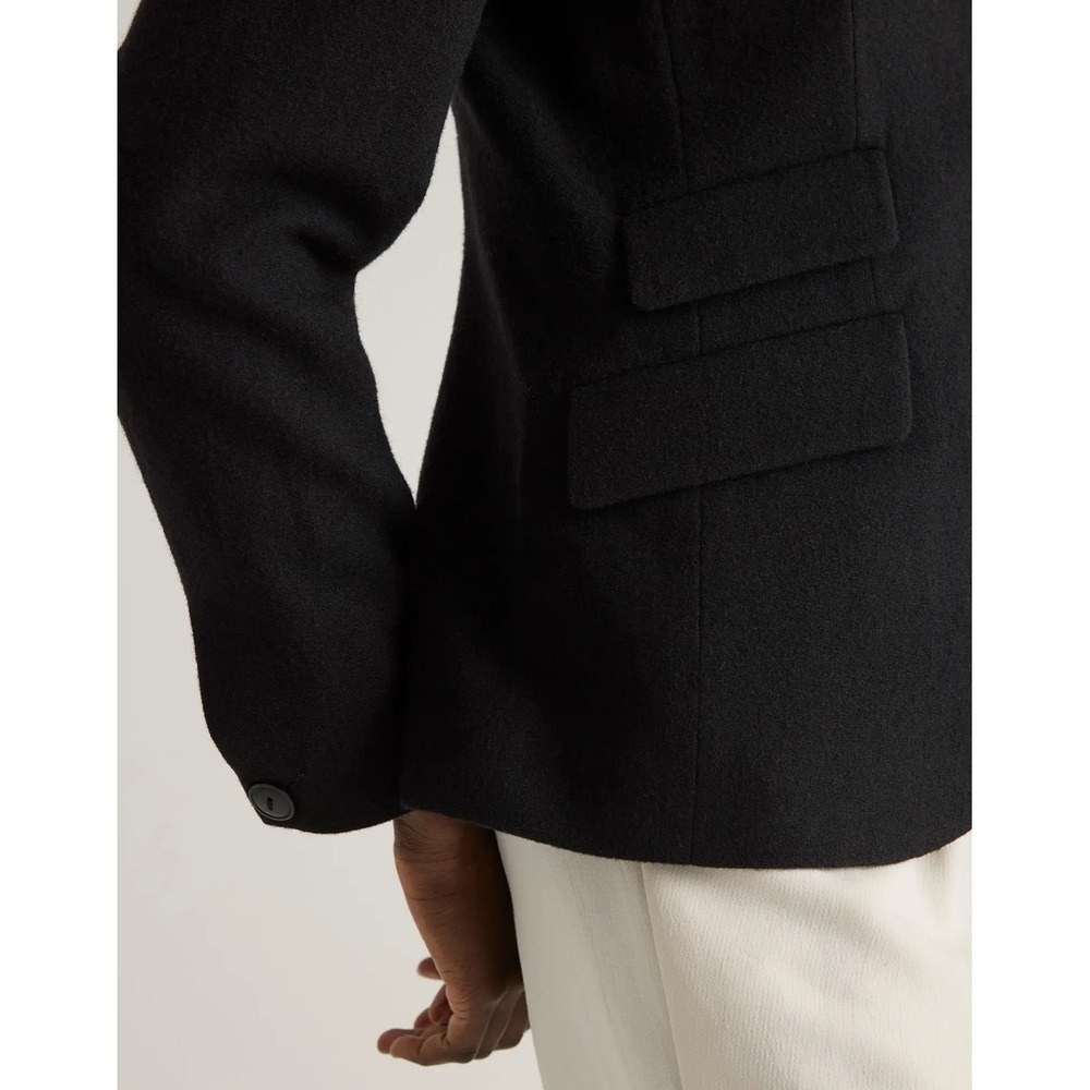 Quince Womens XS NWT Italian Wool Stand Collar Blazer Black Preppy Career Solid - Picture 12 of 15